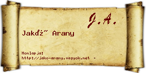Jakó Arany névjegykártya